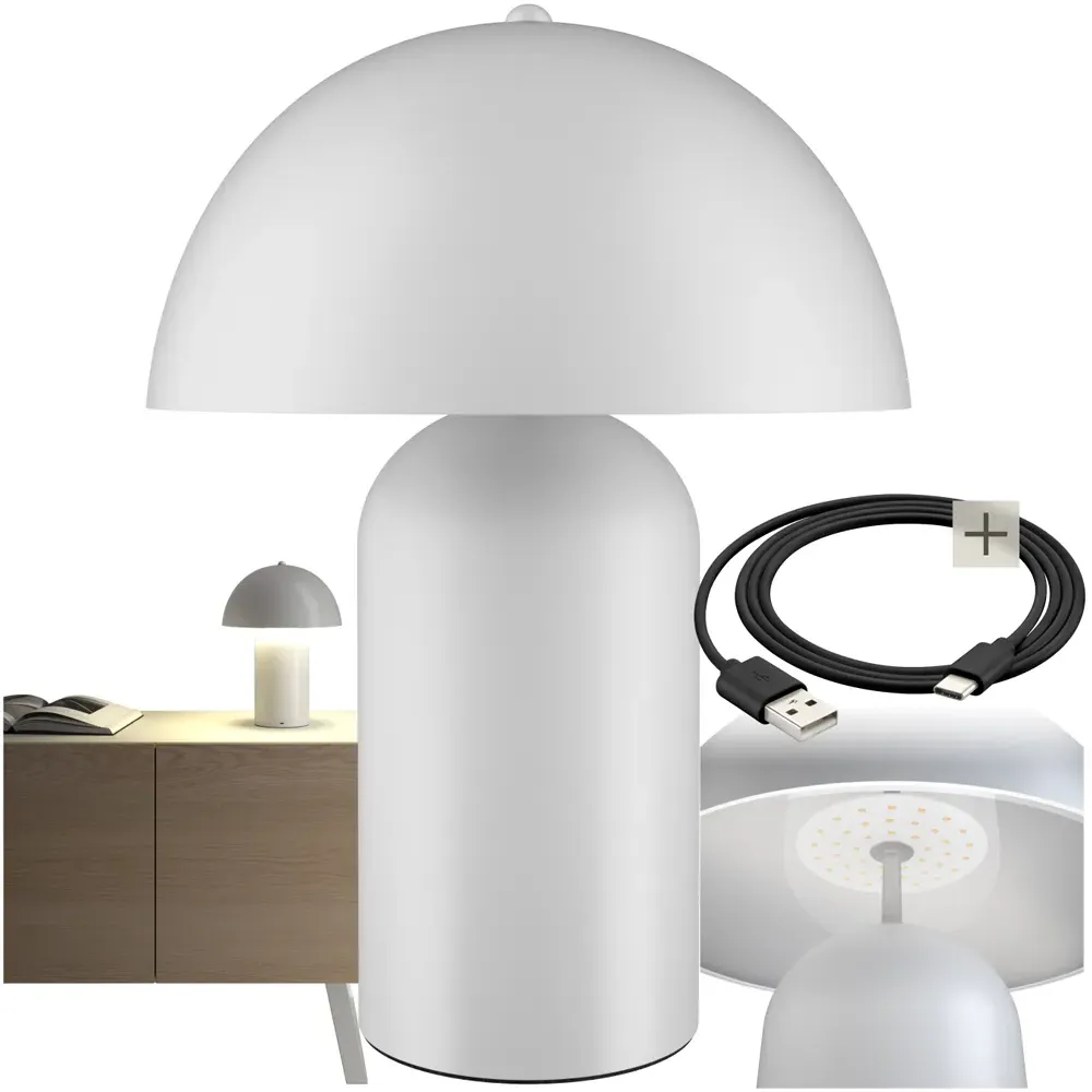 Kade Battery Powered Table Lamp - White, Steel