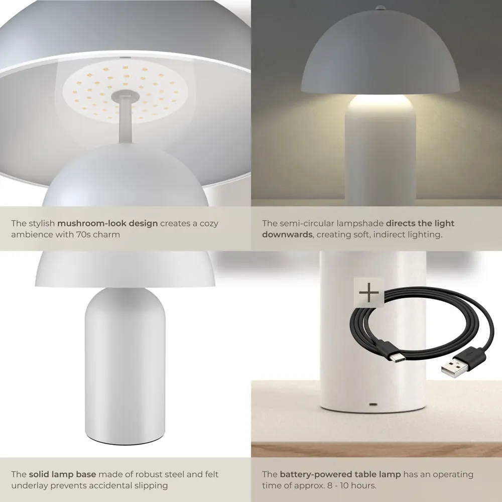 Kade Battery Powered Table Lamp - White, Steel