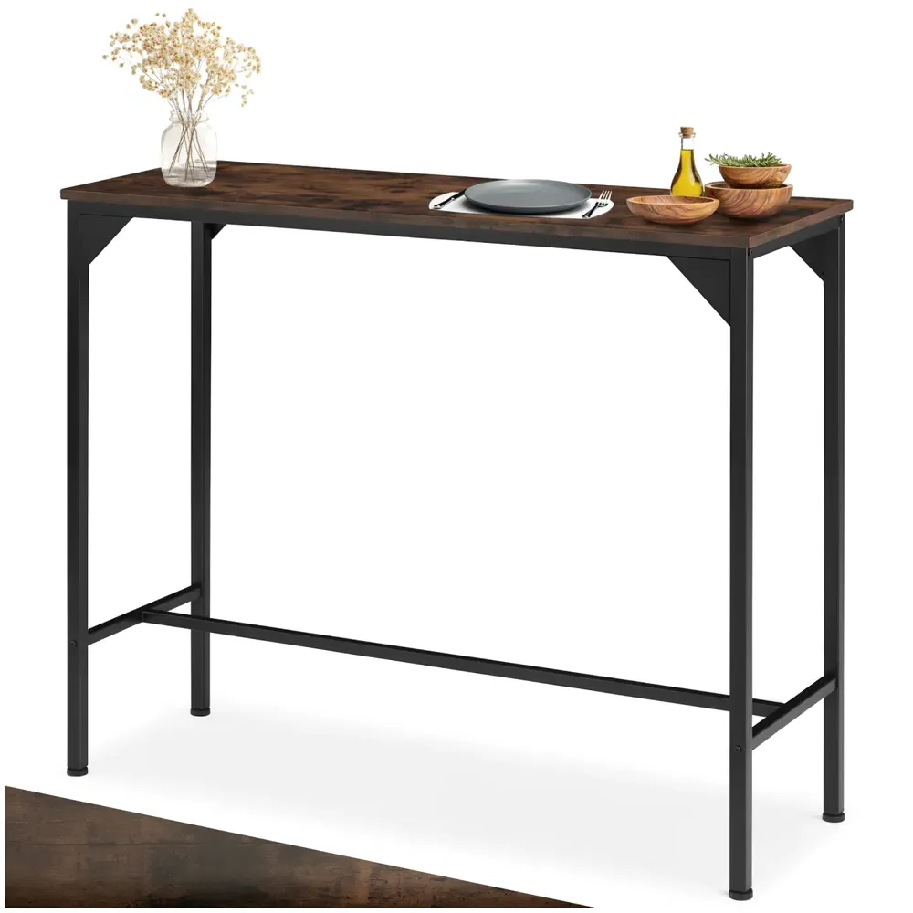 Kerry 2 Seater Industrial High Dining Table - Dark Wood