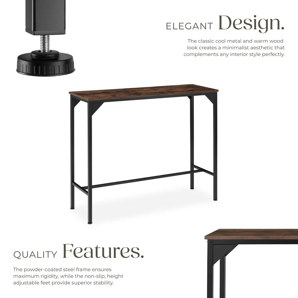 Kerry 2 Seater Industrial High Dining Table - Dark Wood