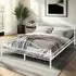 King Size Metal Bed Frame with Slatted Base - White