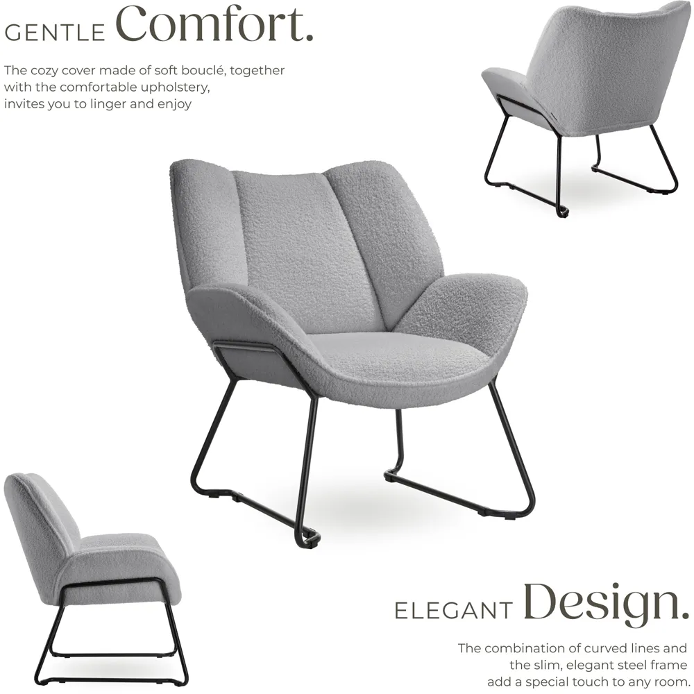 Kjeld Boucle Armchair - Light Grey