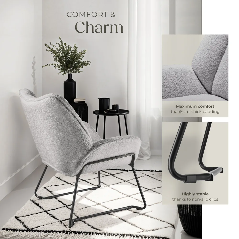 Kjeld Boucle Armchair - Light Grey