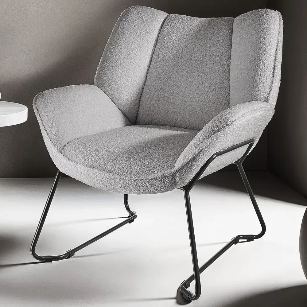 Kjeld Boucle Armchair - Light Grey