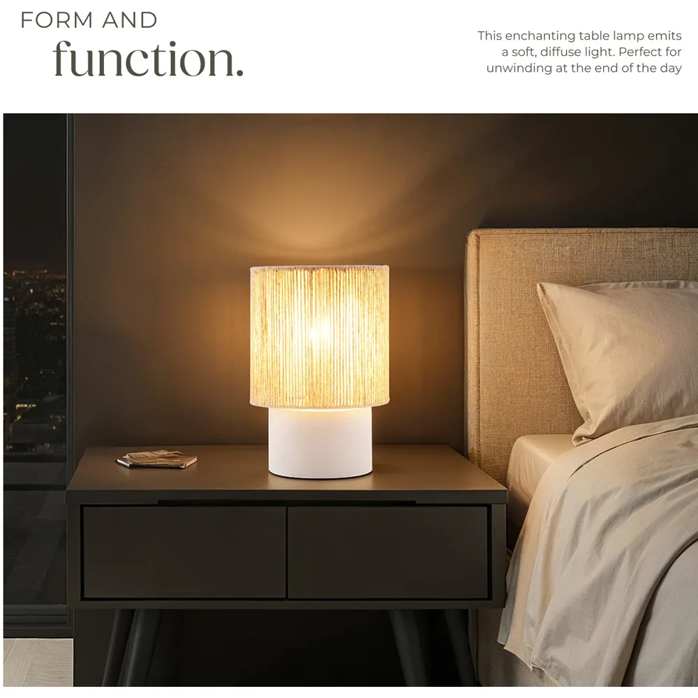 Klea Boho Table Lamp - Brown, Jute