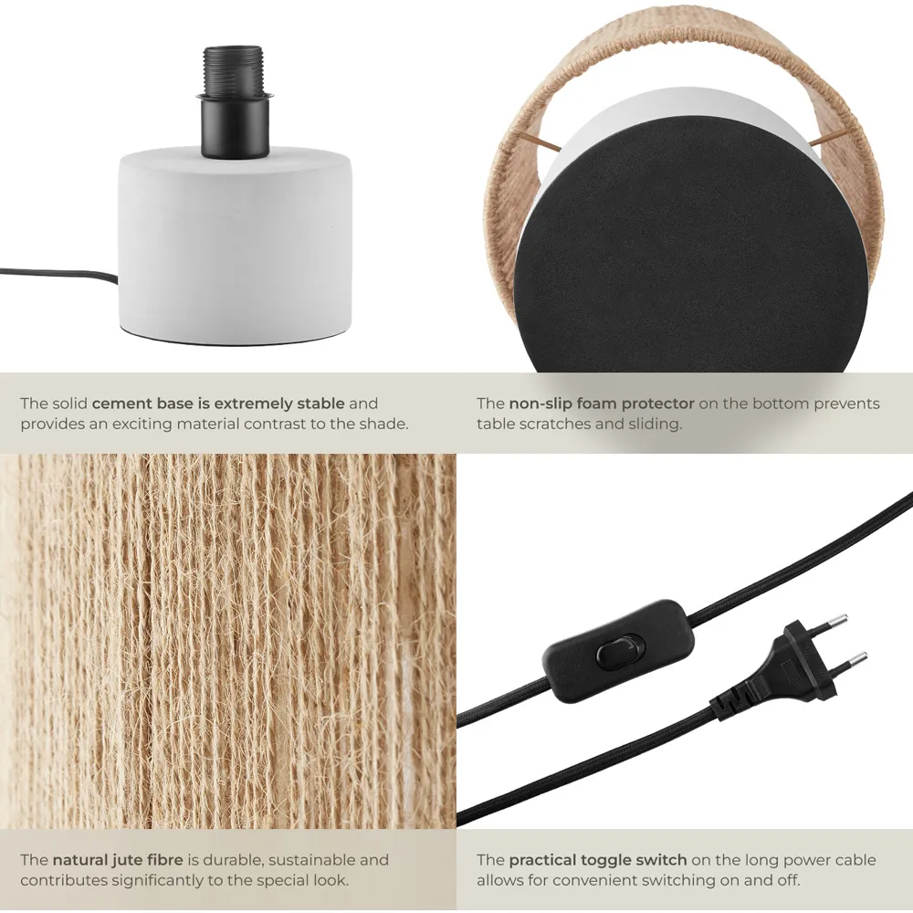 Klea Boho Table Lamp - Brown, Jute