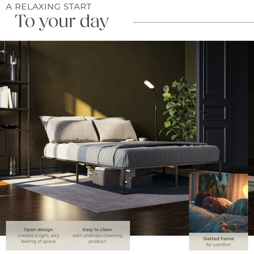 Kyoto Double Steel Bed Frame - Black