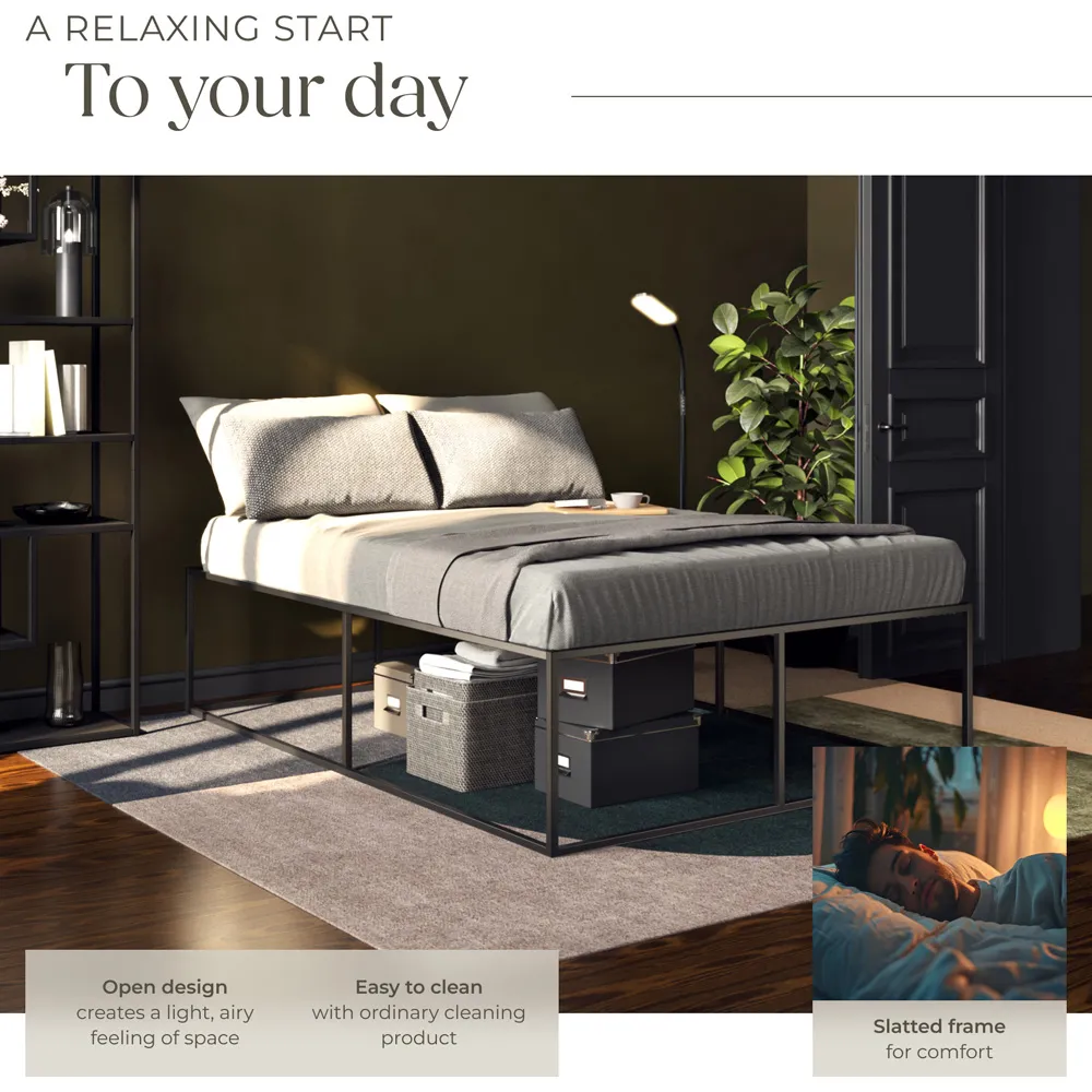 Kyoto Double Steel Bed Frame - Black