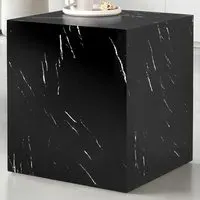 Lasley Cube Coffee Table with Storage - Black, Marble Look