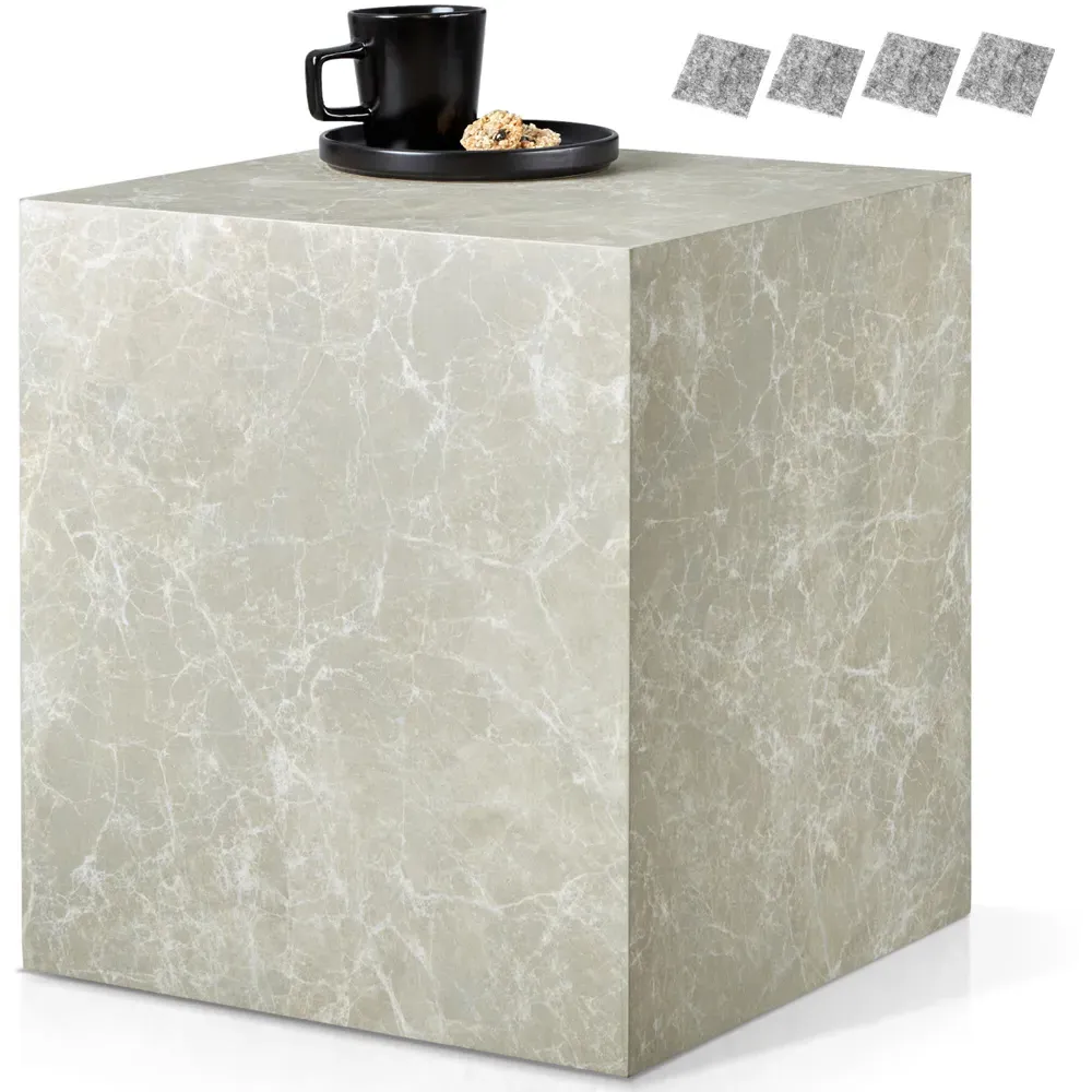 Lasley Cube Coffee Table with Storage - Grey, Travertine Look
