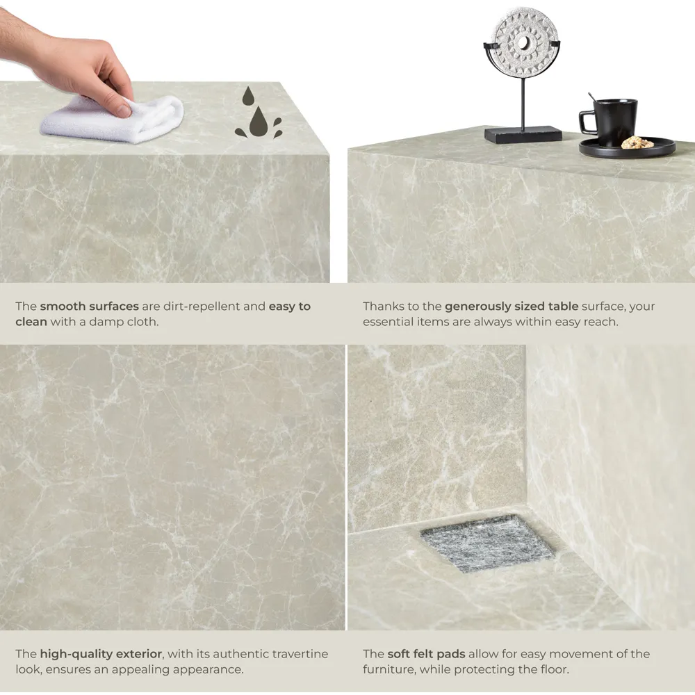 Lasley Cube Coffee Table with Storage - Grey, Travertine Look