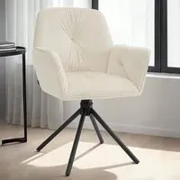 Lenia Set of 2 Swivel Chairs - Cream, Velvet