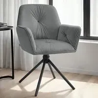 Lenia Set of 4 Swivel Chairs - Grey, Velvet