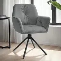 Lenia Set of 6 Swivel Chairs - Grey, Velvet