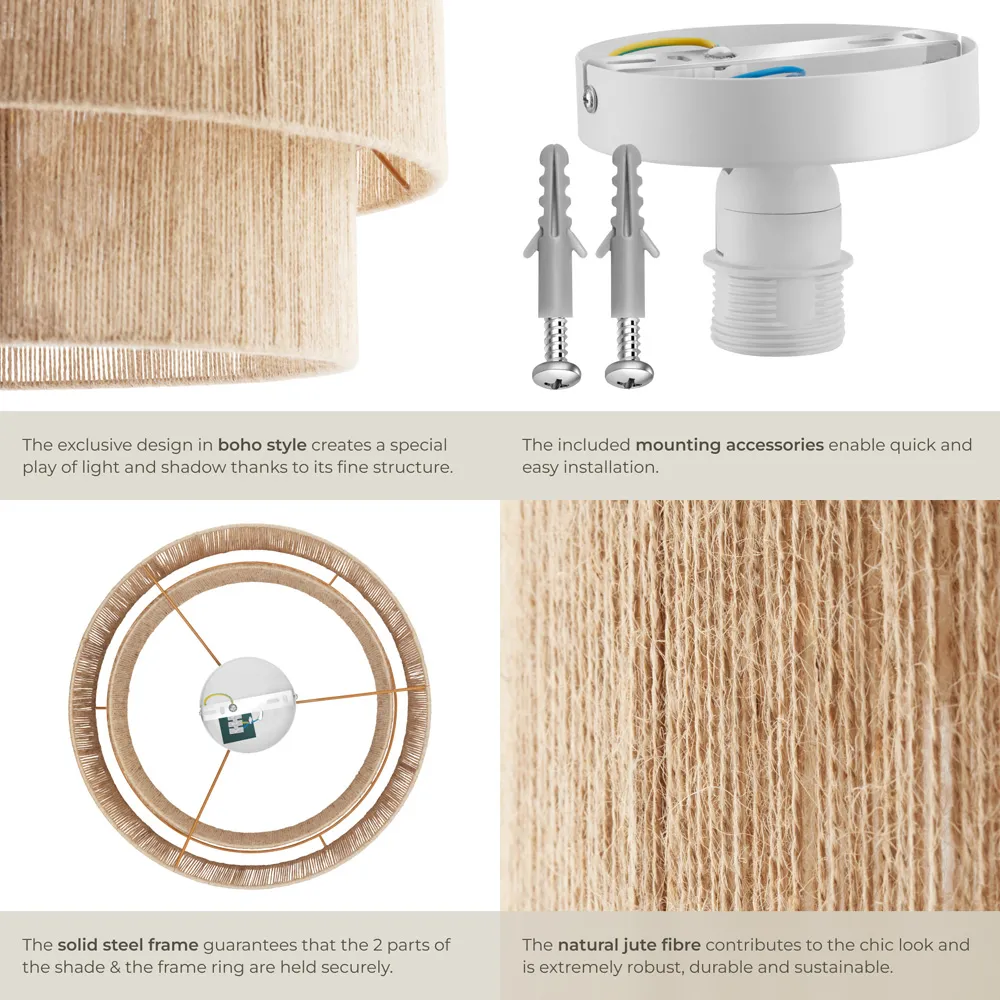 Lignea Lux Ceiling Light - Brown, Jute