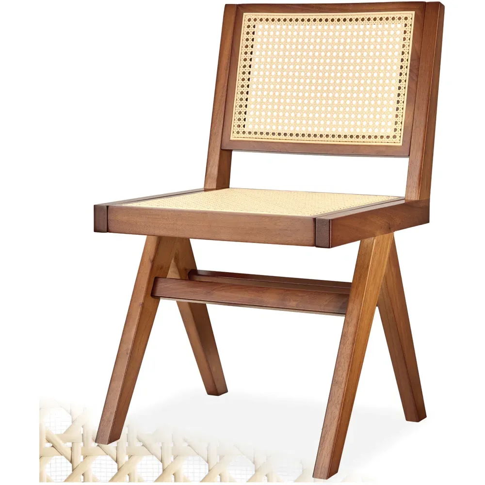 Lizzy Dark Oak Rattan Backrest Accent Chair - Brown
