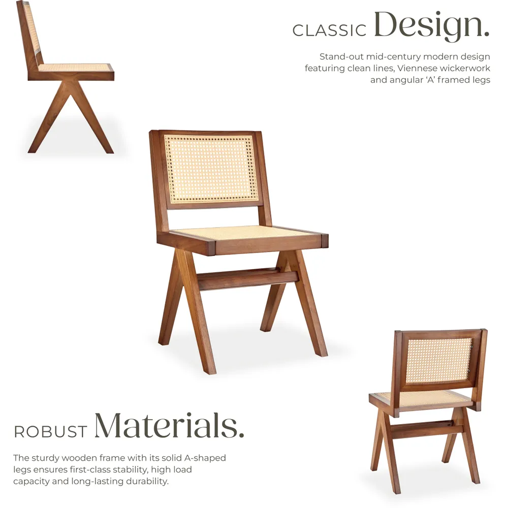 Lizzy Dark Oak Rattan Backrest Accent Chair - Brown