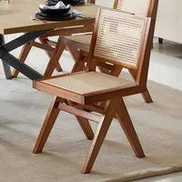 Lizzy Dark Oak Rattan Backrest Accent Chair - Brown