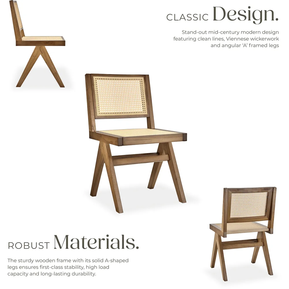 Lizzy Light Oak Rattan Backrest Accent Chair Set of 6 - Brown