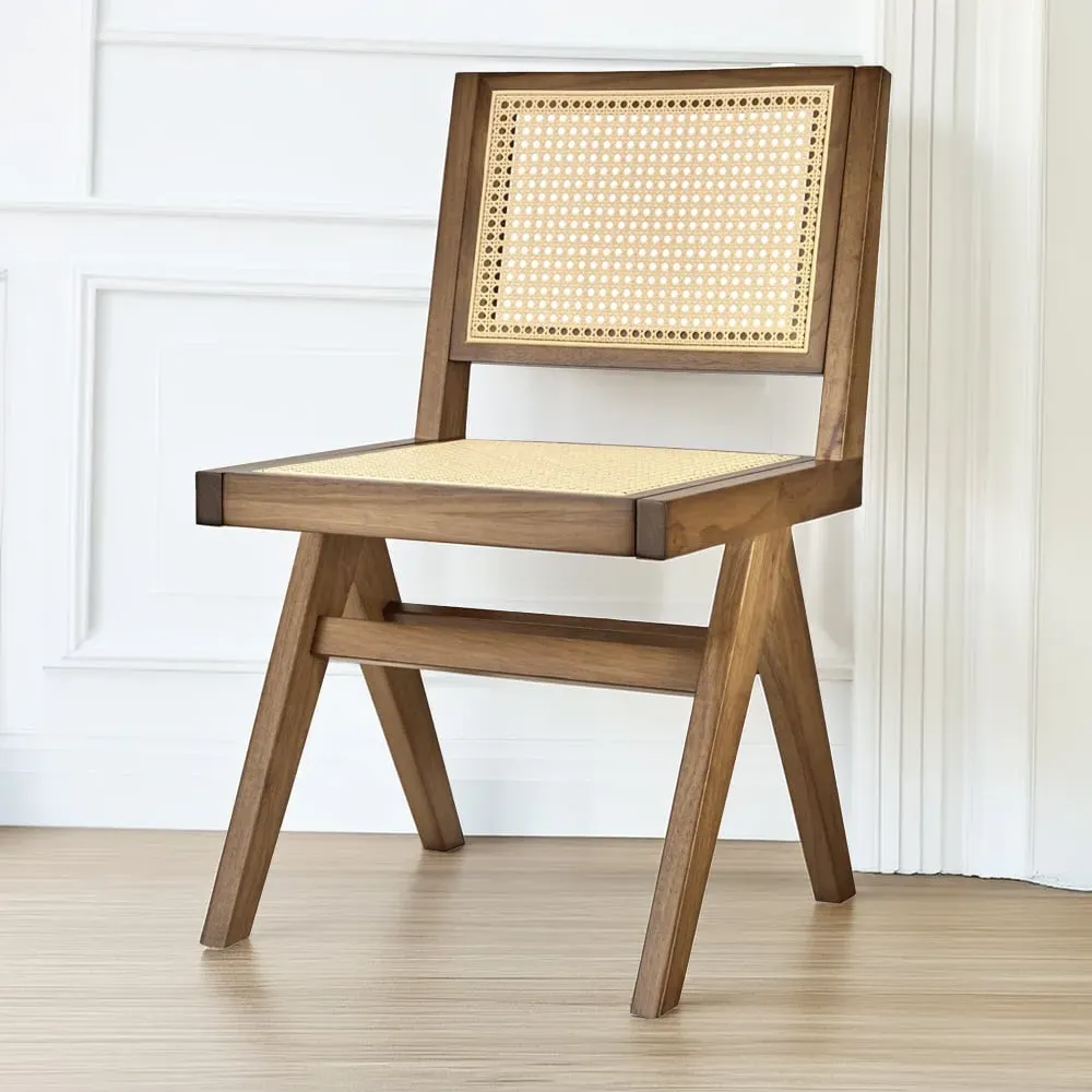 Lizzy Light Oak Rattan Backrest Accent Chair Set of 6 - Brown