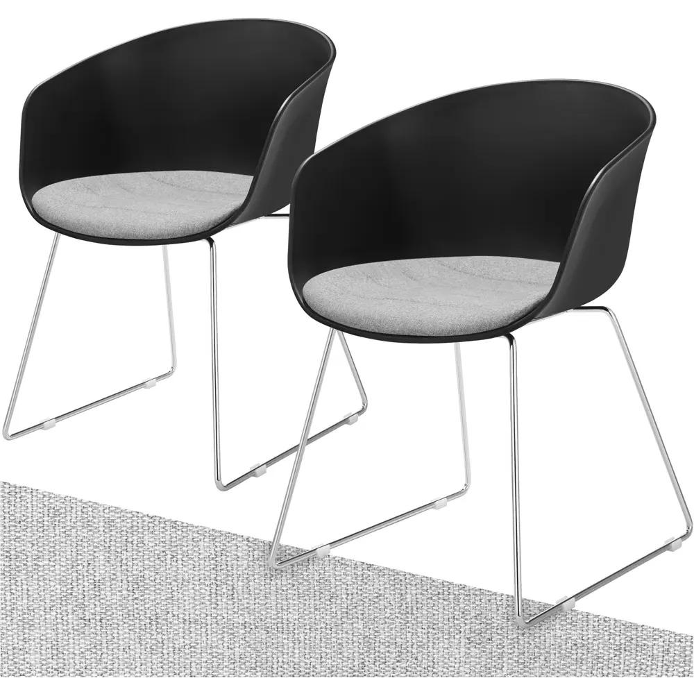Logart Set of 2 Padded Dining Chairs - Black