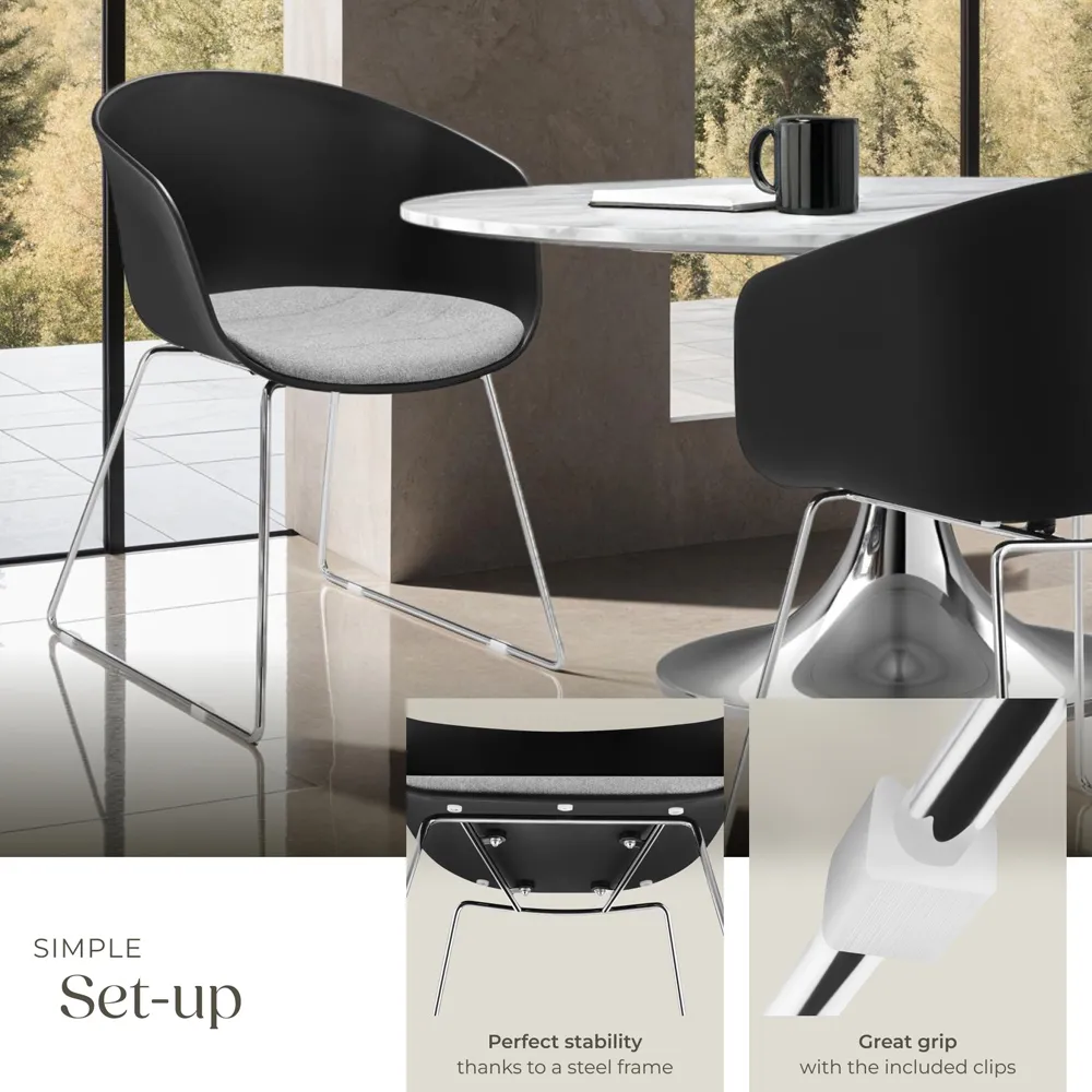 Logart Set of 2 Padded Dining Chairs - Black