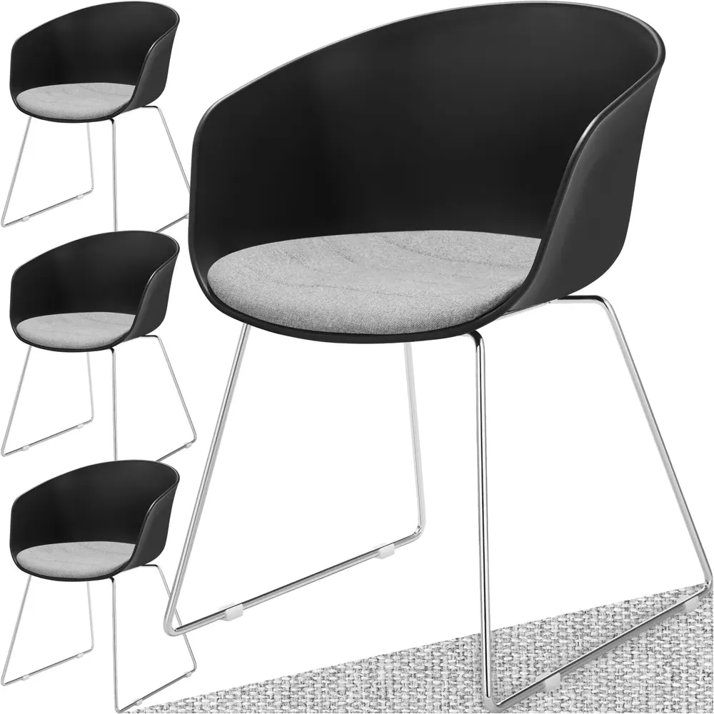 Logart Set of 4 Padded Dining Chairs - Black