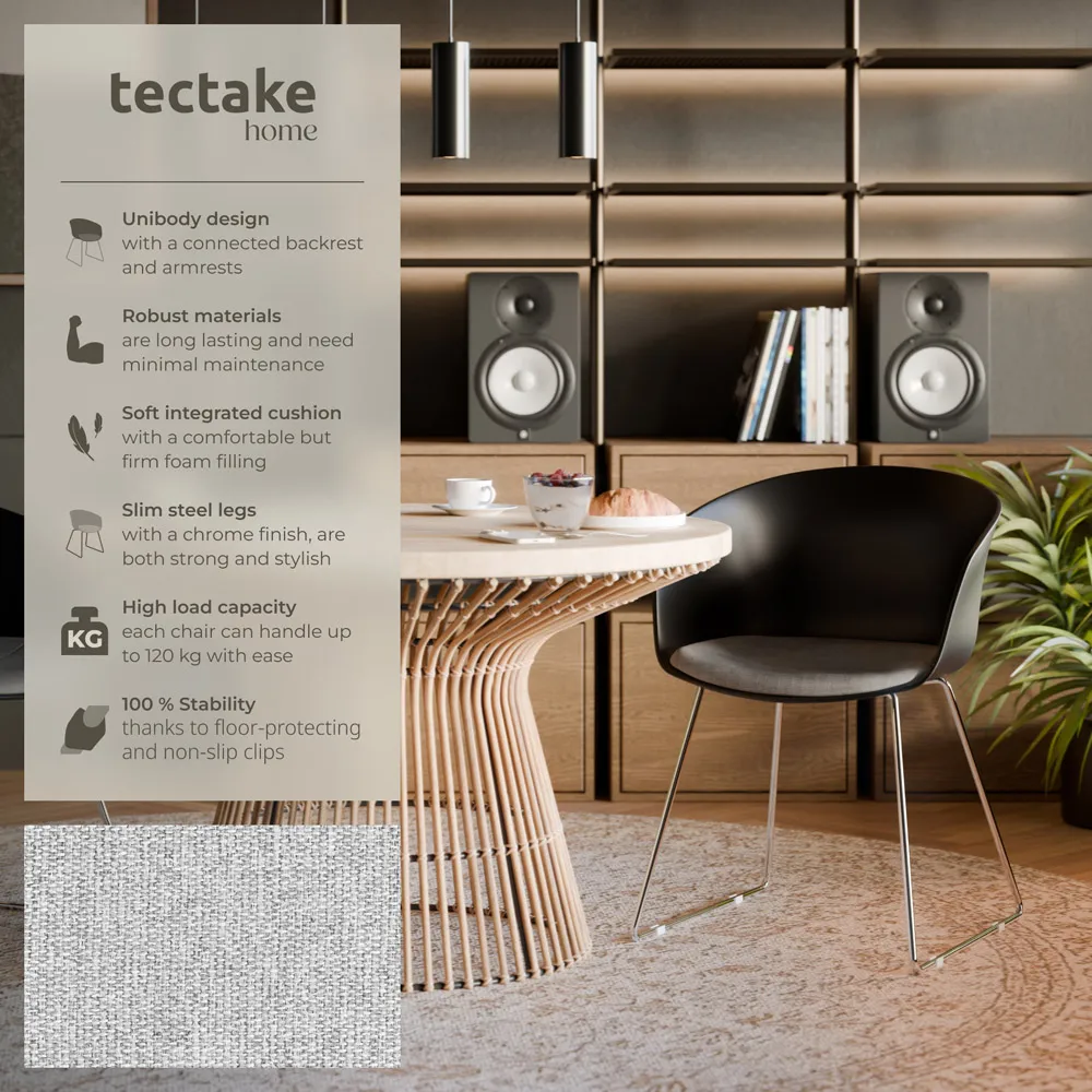 Logart Set of 6 Continuous Arm Dining Chairs - Black, Plastic