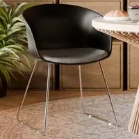 Logart Set of 6 Continuous Arm Dining Chairs - Black, Plastic