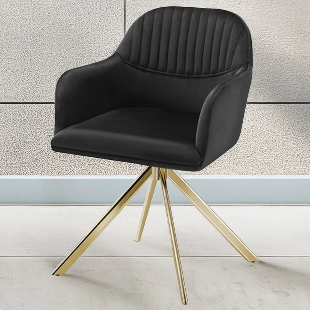 Lona Set of 2 Swivel Armchair - Black, Velvet