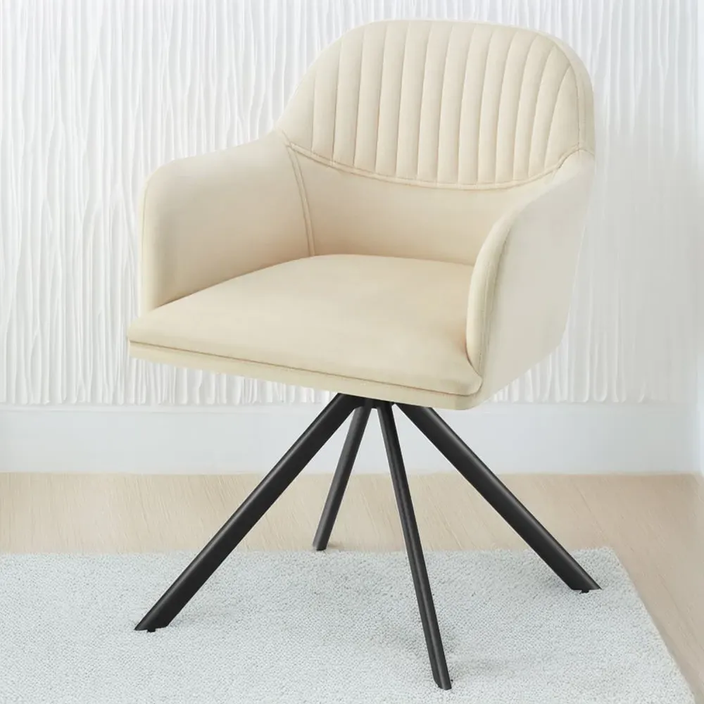 Lona Set of 2 Swivel Armchairs - Cream, Velvet image