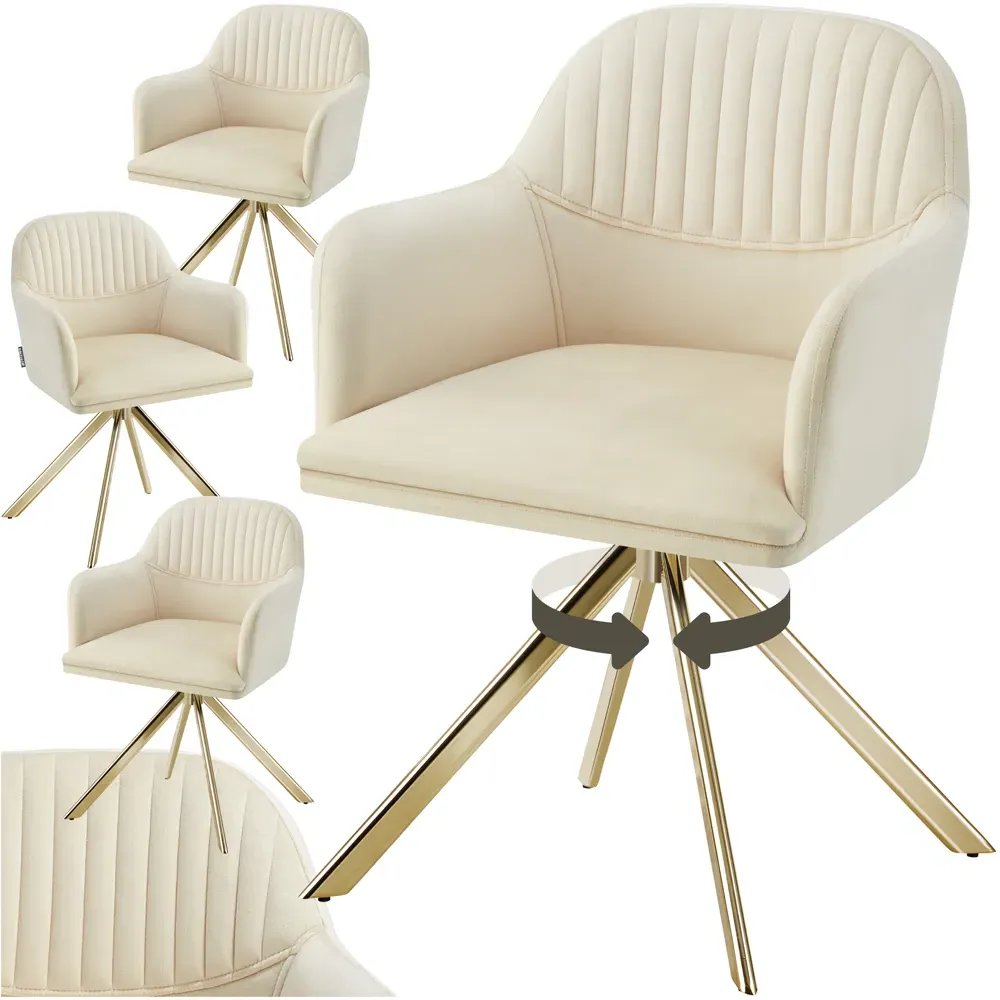 Lona Set of 4 Swivel Accent Chairs - Cream, Velvet