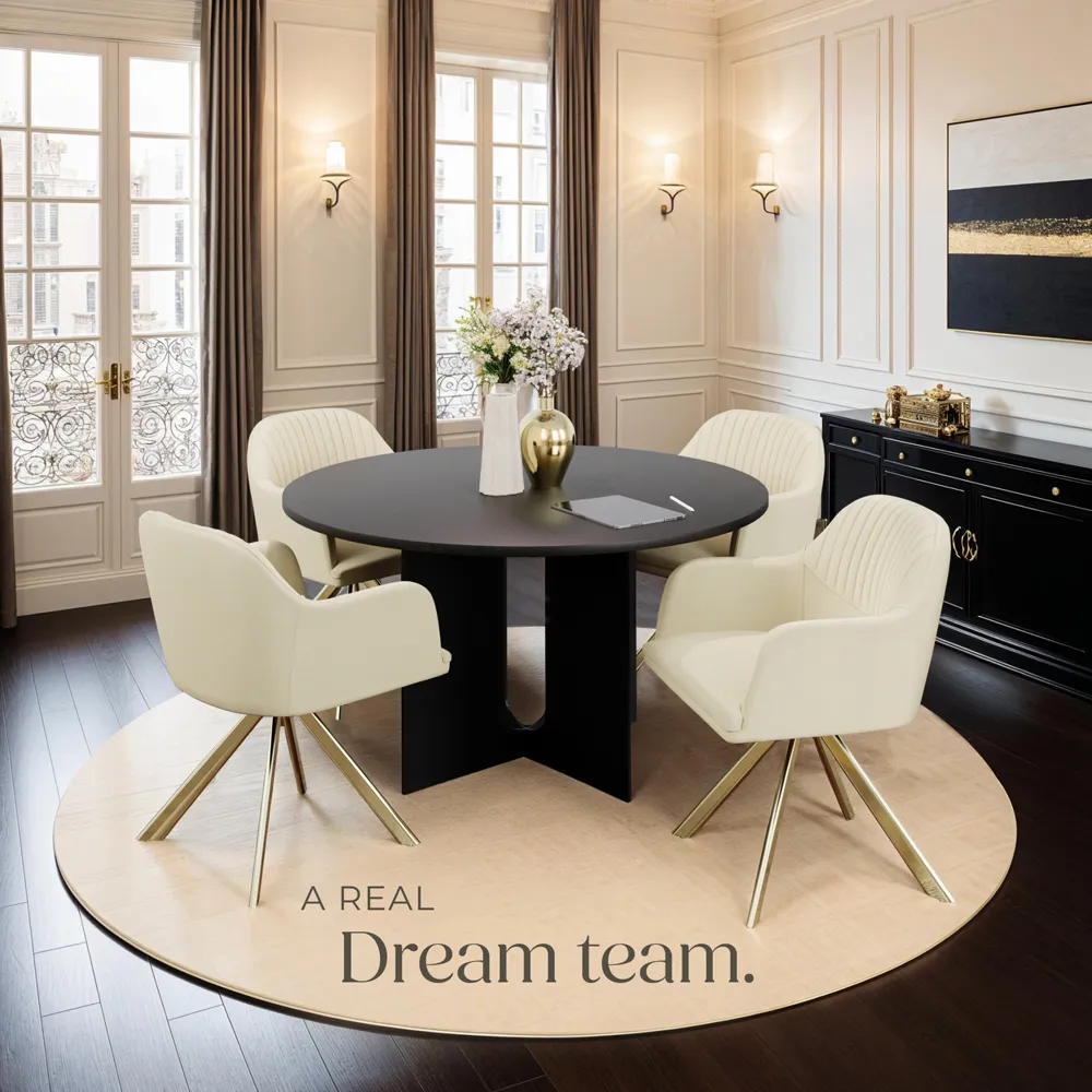 Lona Set of 4 Swivel Accent Chairs - Cream, Velvet