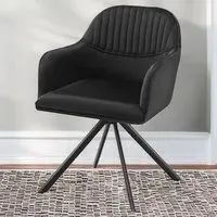 Lona Set of 4 Swivel Armchair - Black, Velvet