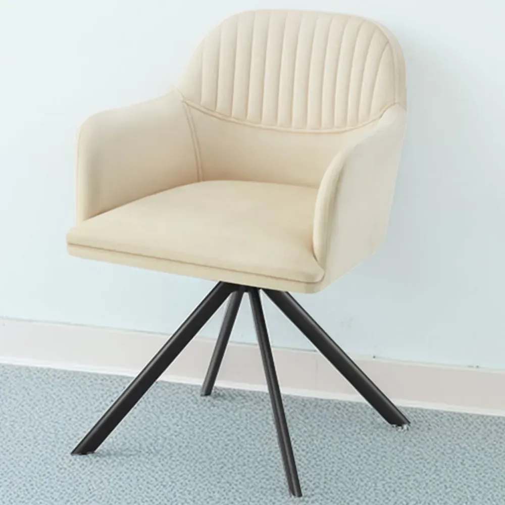 Lona Set of 6 Swivel Armchairs - Cream, Velvet