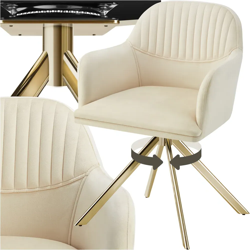 Lona Swivel Accent Chair - Cream, Velvet