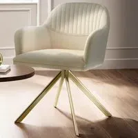 Lona Swivel Accent Chair - Cream, Velvet