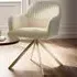 Lona Swivel Accent Chair - Cream, Velvet