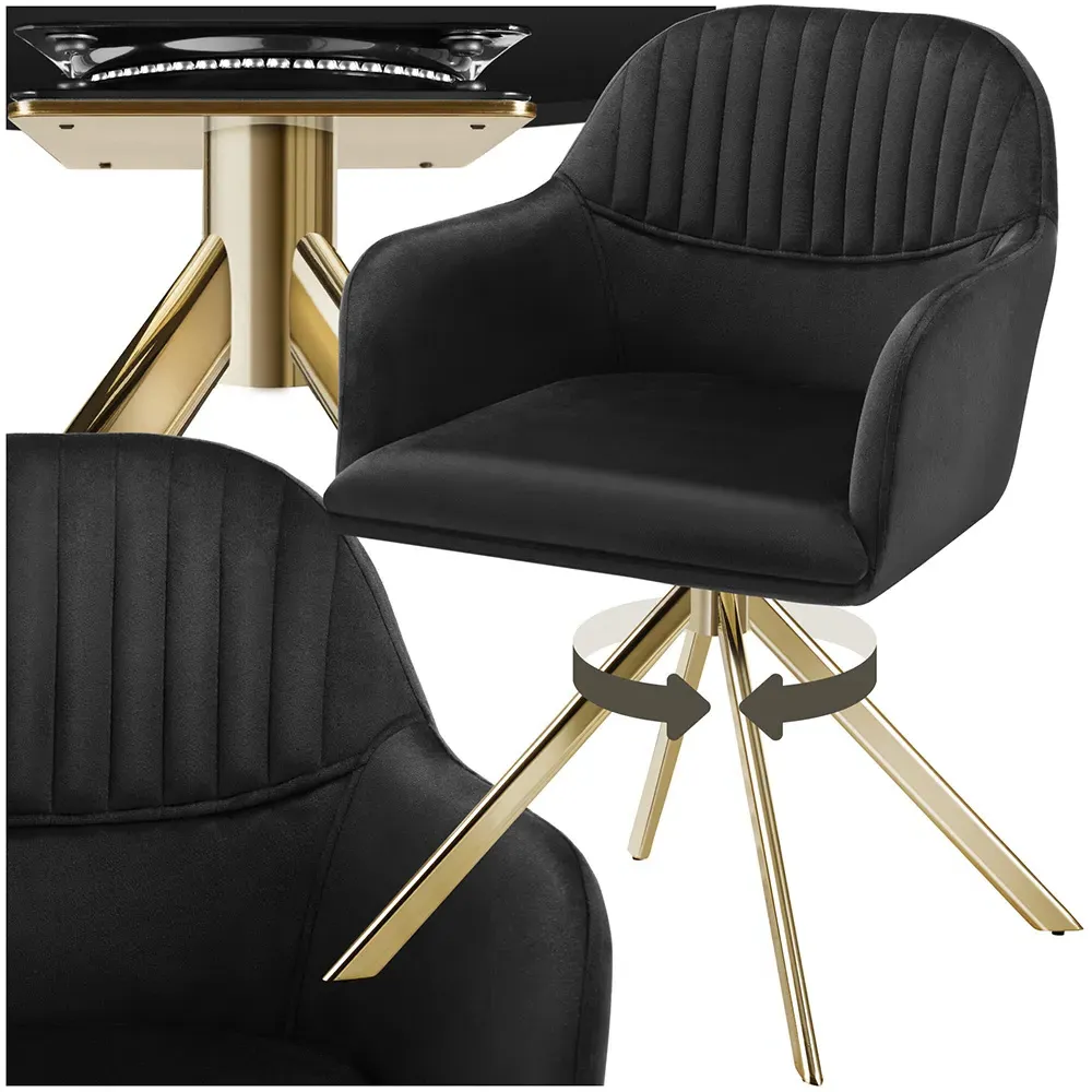 Lona Swivel Armchair - Black, Velvet