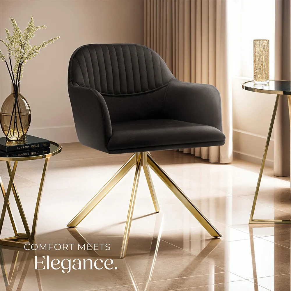 Lona Swivel Armchair - Black, Velvet