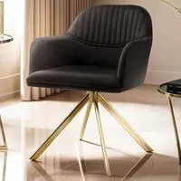 Lona Swivel Armchair - Black, Velvet