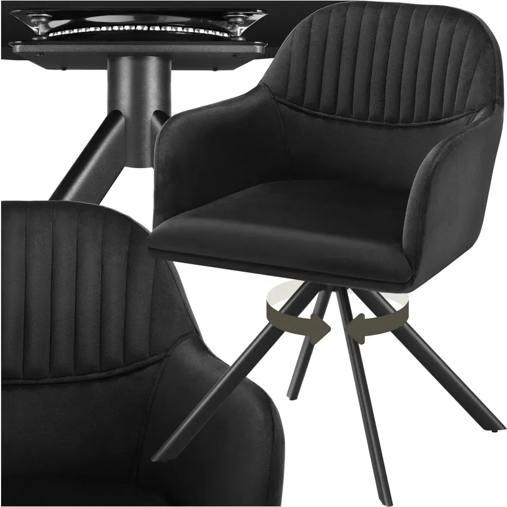 Lona Swivel Armchair - Black, Velvet