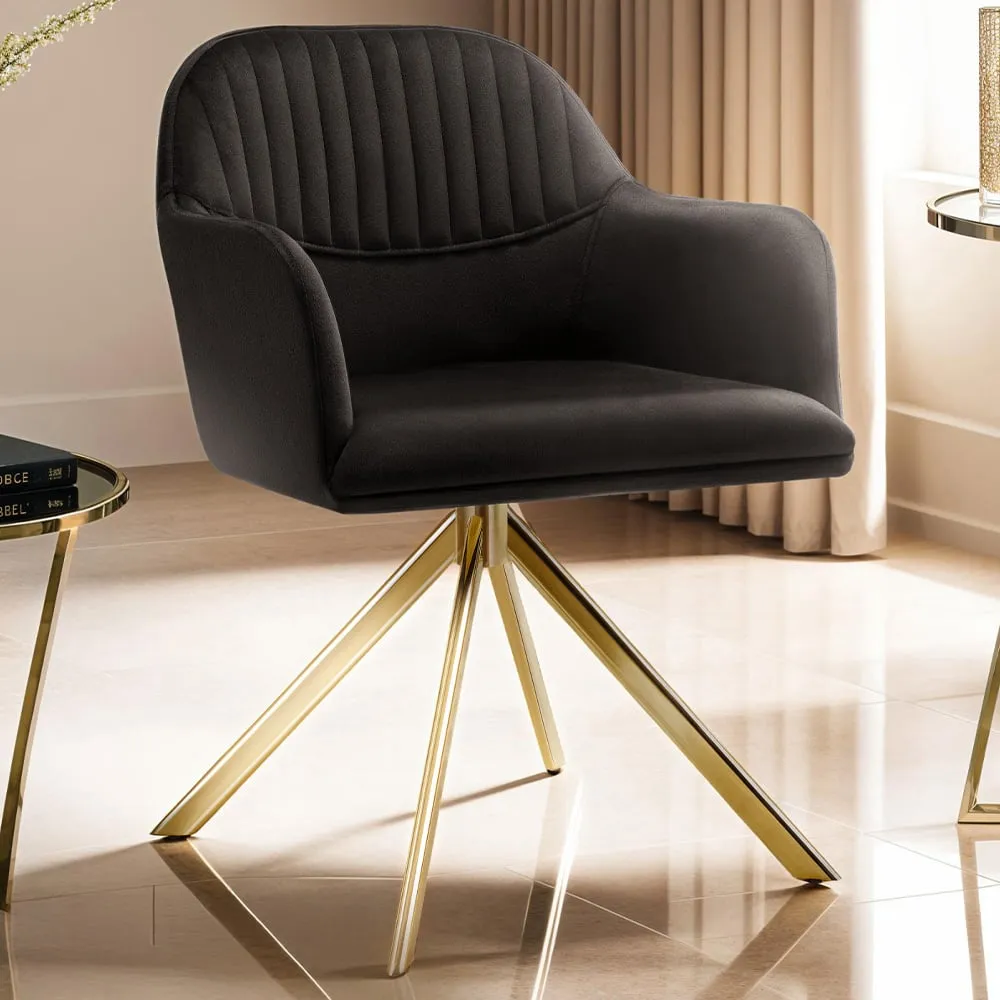 Lona Swivel Armchair - Black, Velvet image