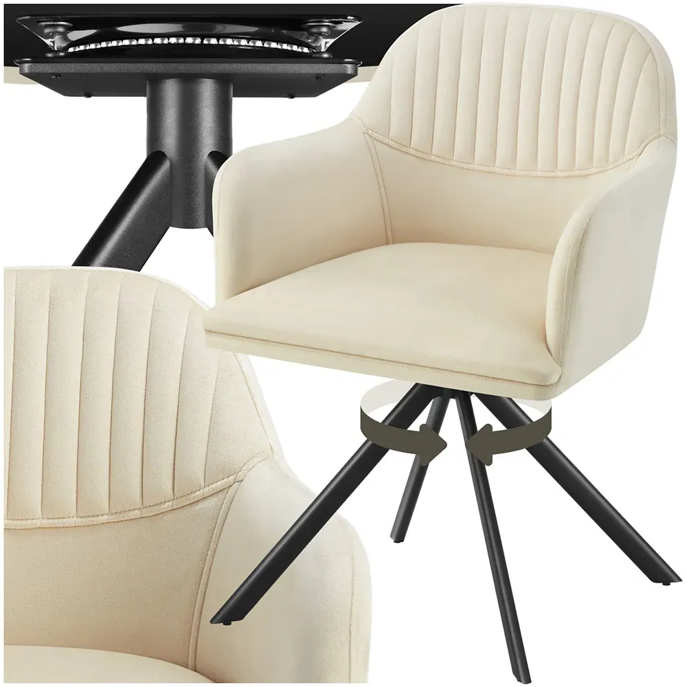 Lona Swivel Armchair - Cream, Velvet