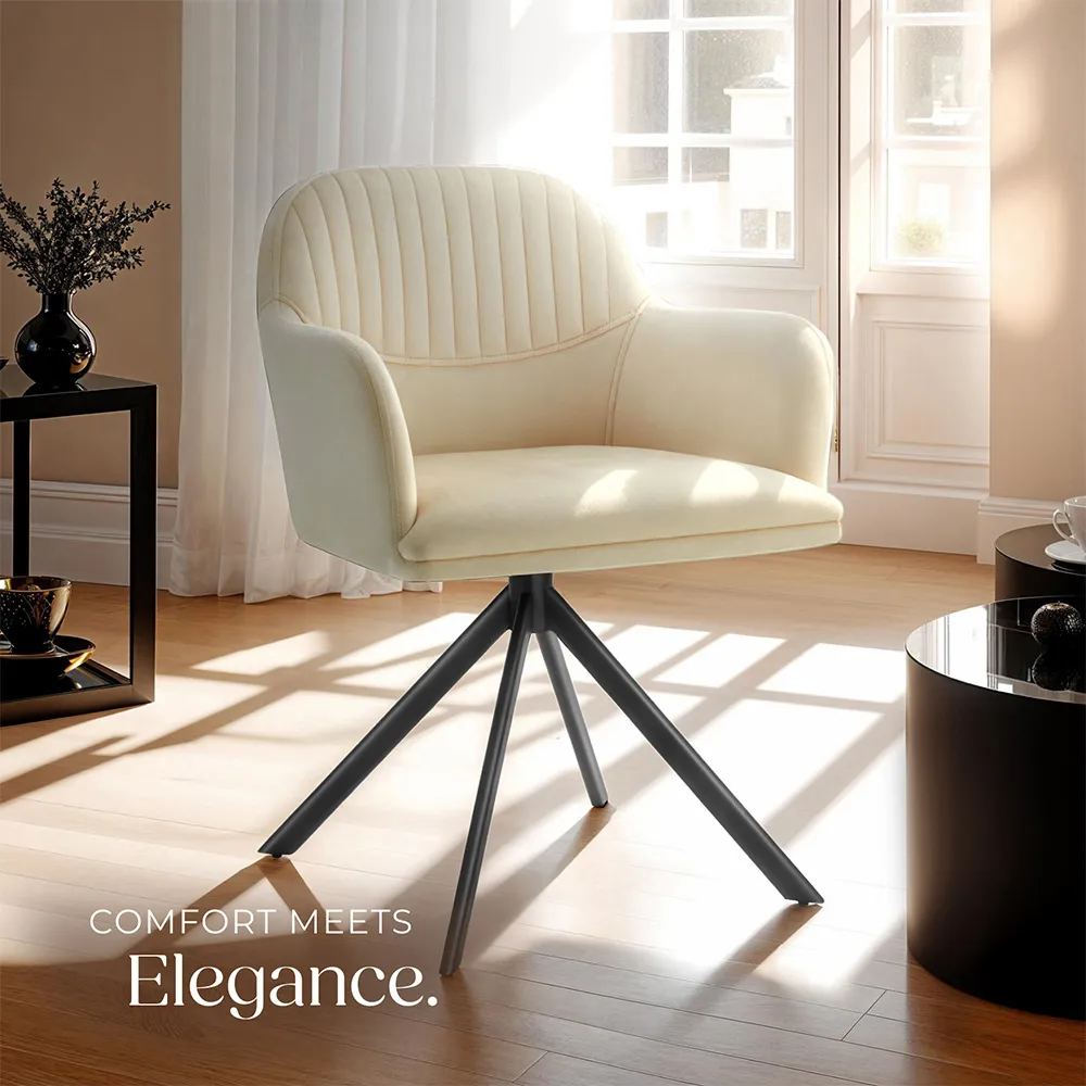 Lona Swivel Armchair - Cream, Velvet