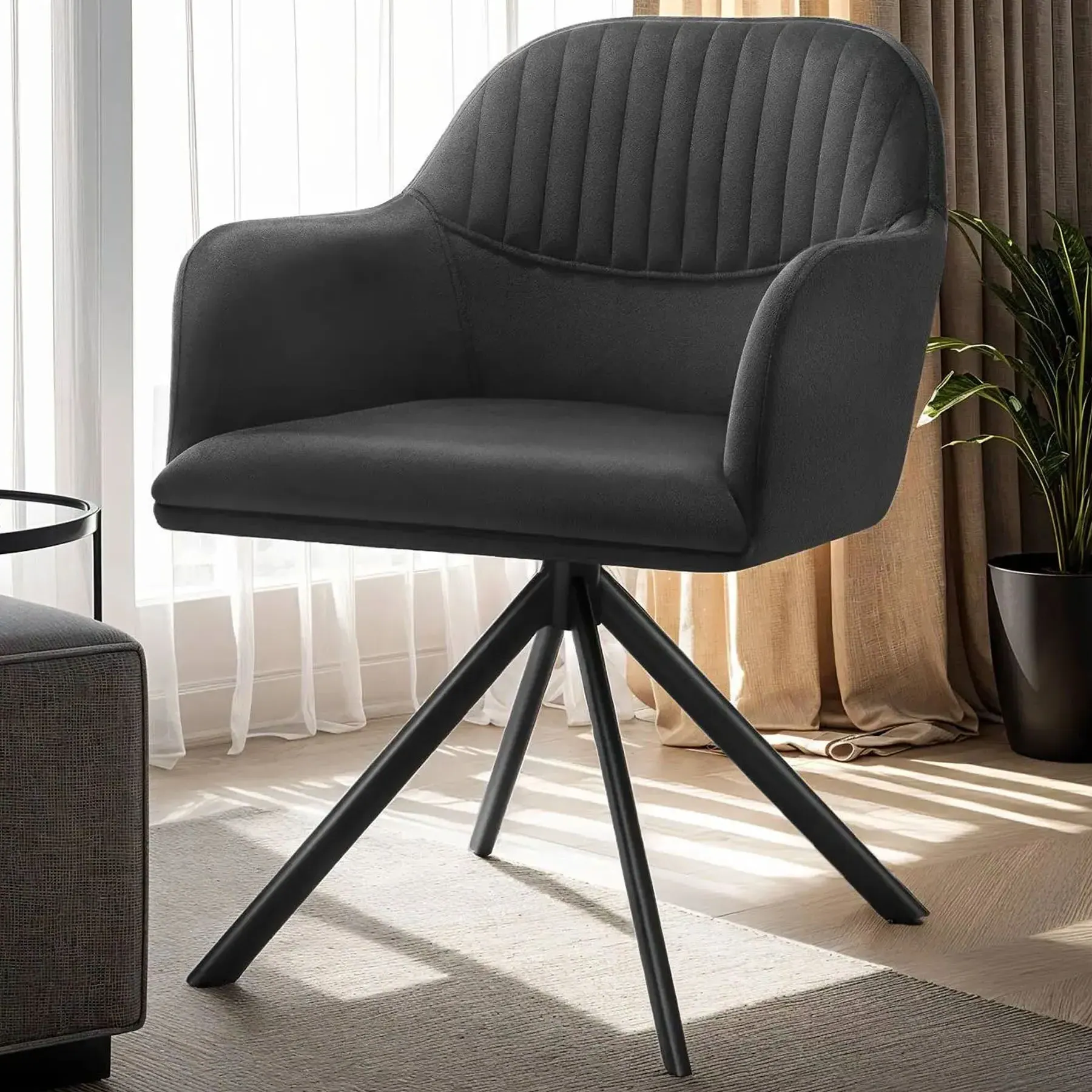 Lounge Velvet Fabric Armchair 6 Pack - Black image