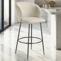 Luana Padded Bar Stool Set of 2 - Cream, Velvet