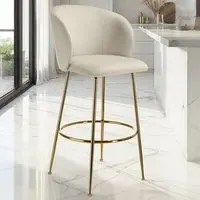 Luana Padded Bar Stool Set of 2 - Cream, Velvet