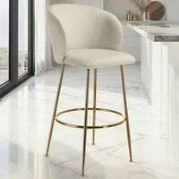 Luana Padded Bar Stool Set of 4 - Cream, Velvet