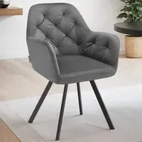 Lucia Quilted Swivel Armchair - Anthracite, Velvet